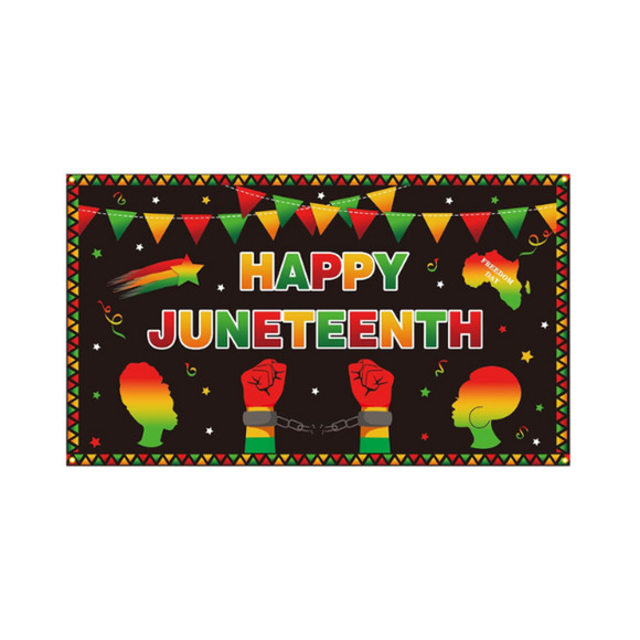 Juneteenth Banner Backdrop Freedom Flag Black Pride Independence Outdoor 71Wx43L - Picture 1 of 3